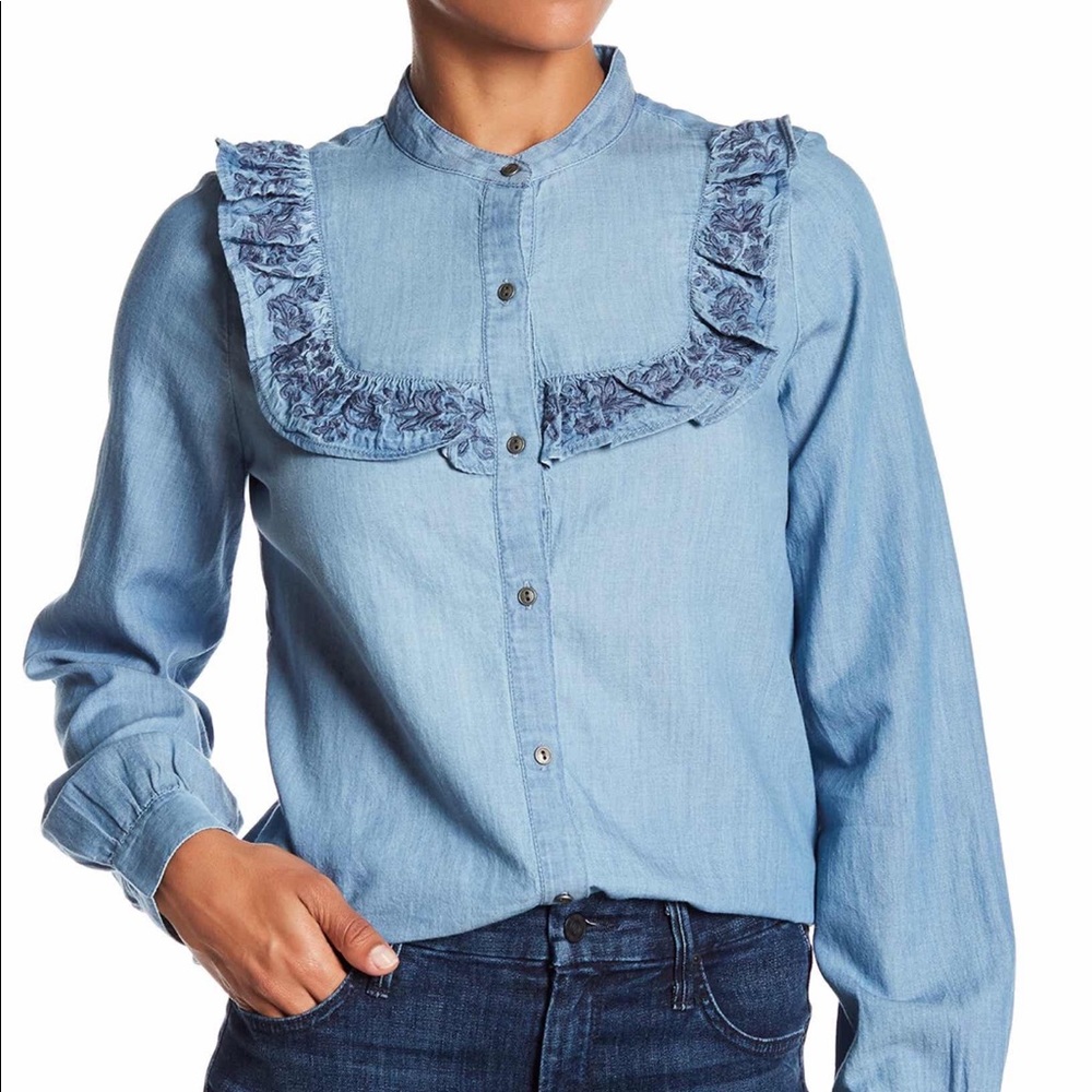 Melrose and Market Ruffle Button Down Shirt